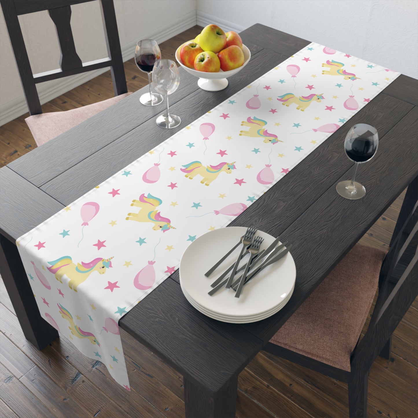 Unicorn Print Table Runner - Magical Elegance, Cotton Twill or Polyester - Perfect for Whimsical & Fantasy Home Decor