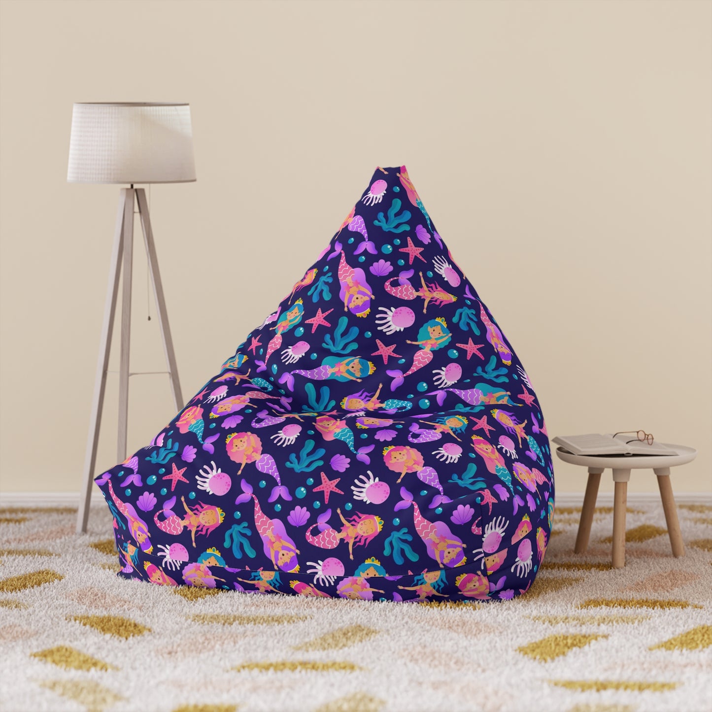 Mermaid Bean Bag Chair Cover - Enchanting Sea-Inspired Polyester Slipcover
