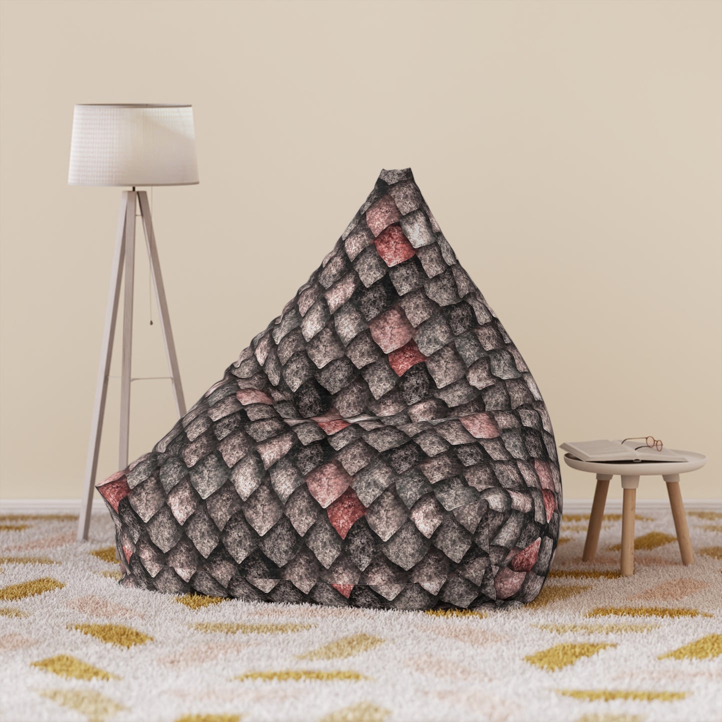 Dragon Scale Bean Bag Chair Cover - Mythical Style Durable Polyester Slipcover