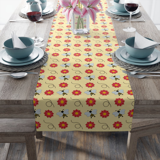 Honey Bee Print Table Runner - Buzzing with Charm - Perfect for Nature Lovers Homes