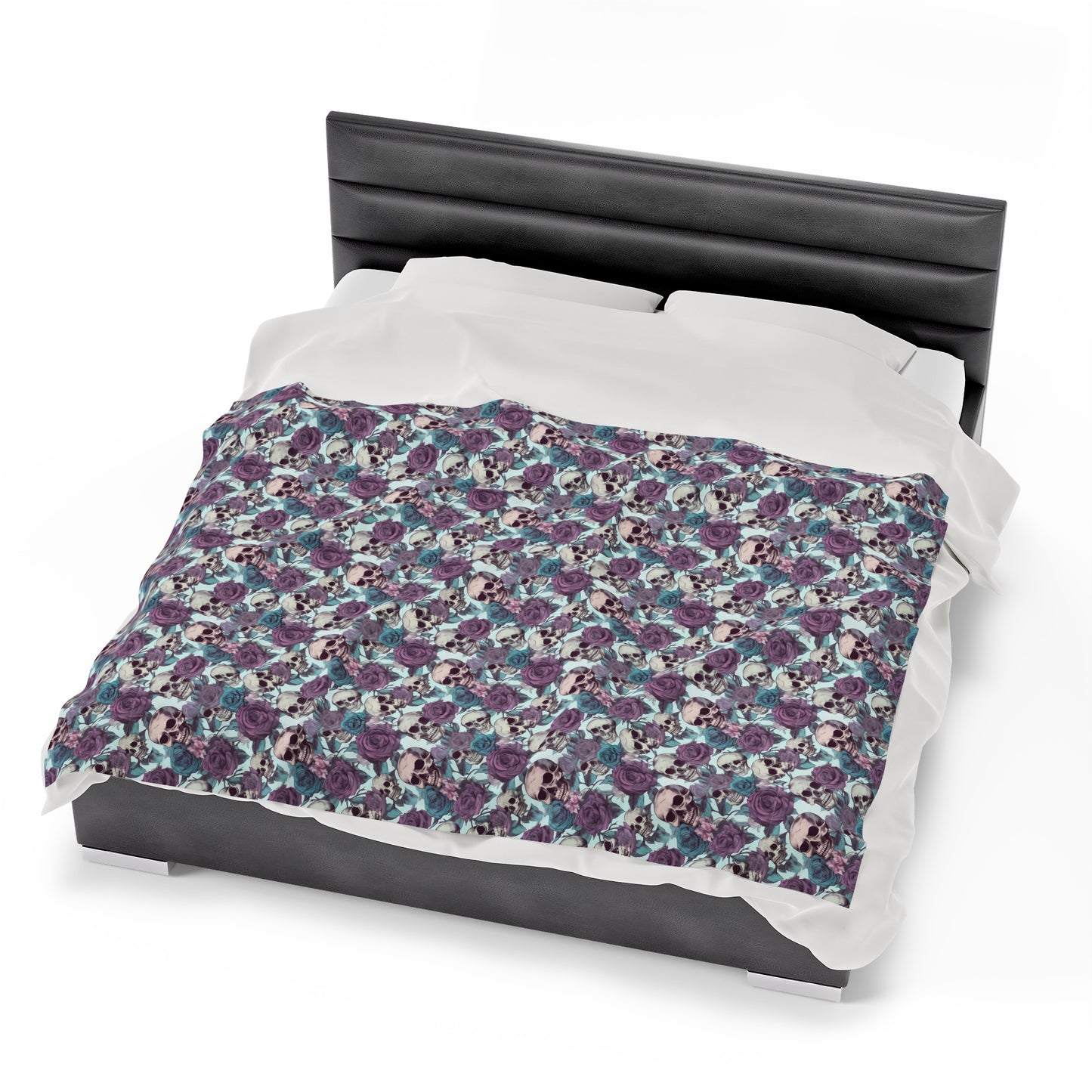 Skull Print Velveteen Plush Blanket | Soft, Edgy, Luxurious and Comforting | Available in Multiple Sizes
