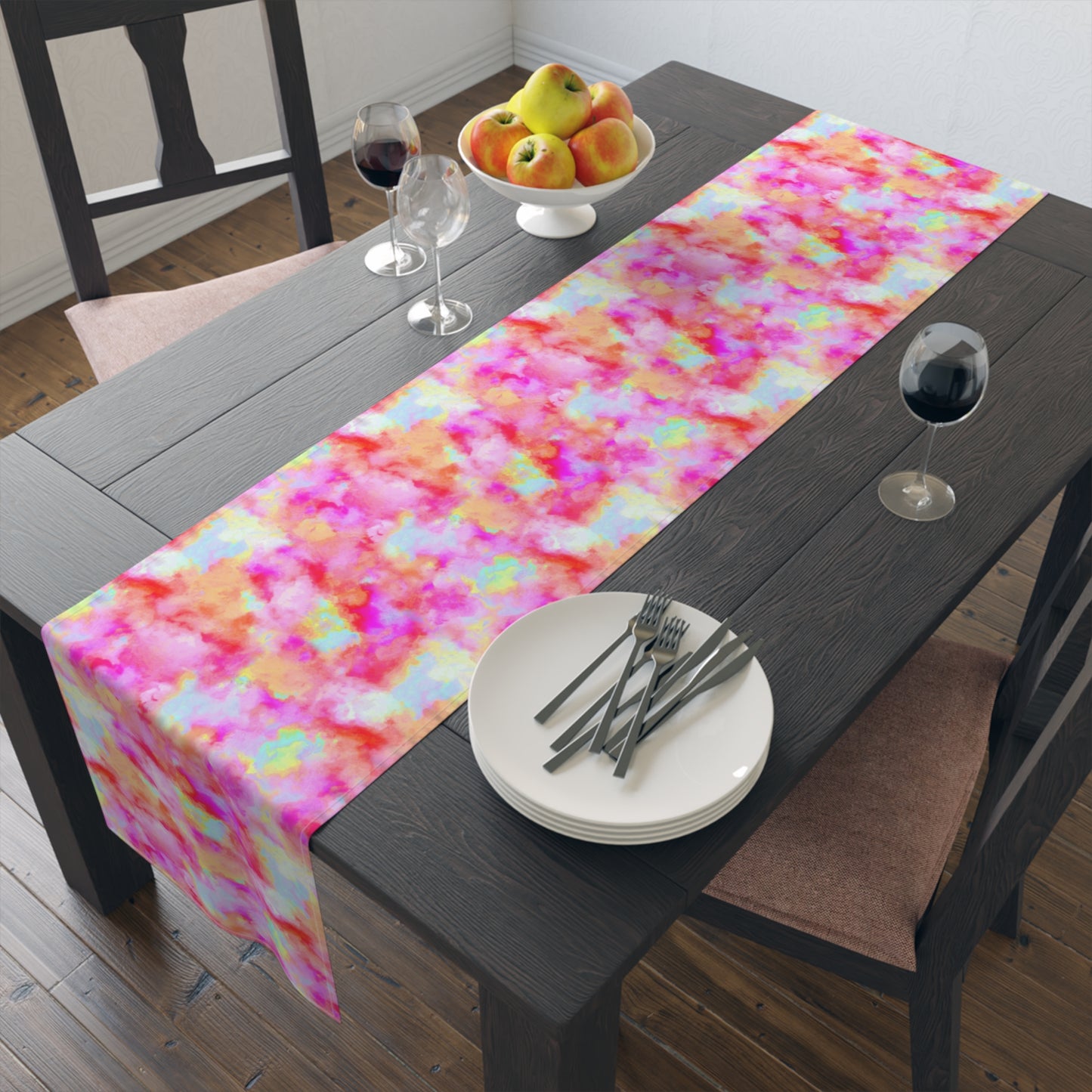 Tie-Dye Table Runner - Vivid Colors, Cotton Twill or Polyester - Ideal for Home Decor & Unique Gifts