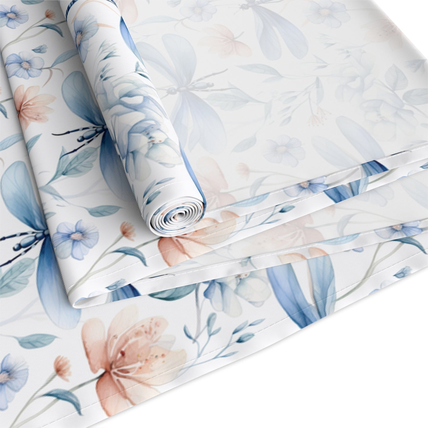 Dragonfly Print Table Runner - Elegant Whimsy, Cotton Twill or Polyester - Perfect for Nature-Inspired Home Decor