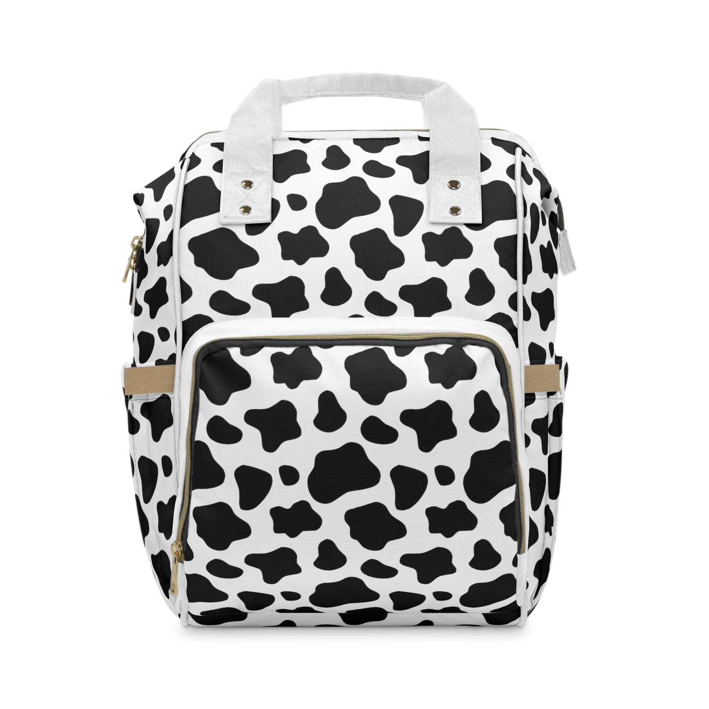 Trendy Cow Print Diaper Backpack - Durable Baby Bag with Unique Cow Pattern, Spacious Nappy Bag for Fashion-Forward Parents