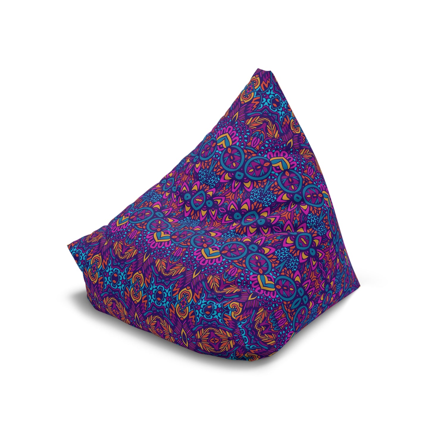 Mandala Bean Bag Chair Cover - Premium Polyester, Secure Zipper, 2 Sizes, Bohemian Design