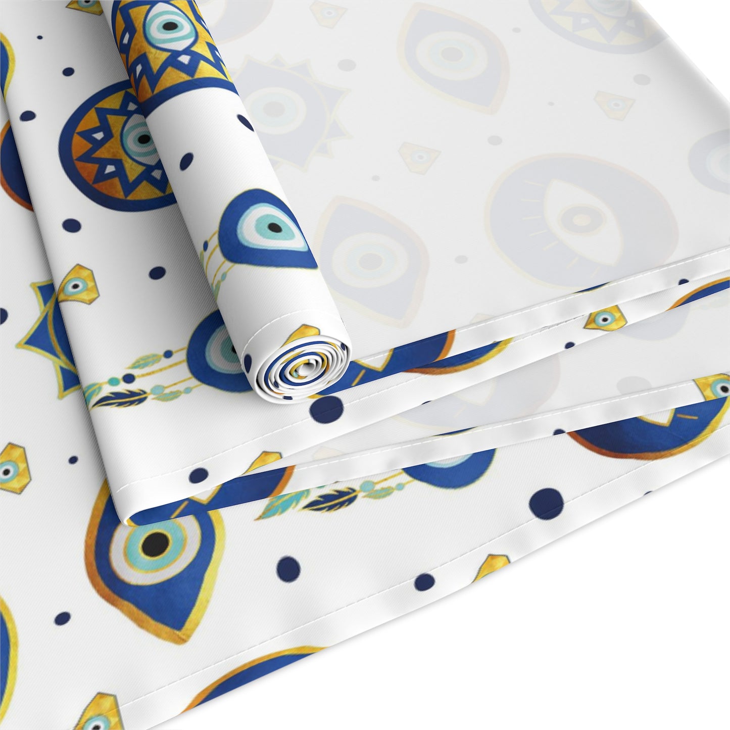 Evil Eye Print Table Runner - Mystical Protection in Cotton Twill or Polyester - Perfect for Spiritual Home Decor