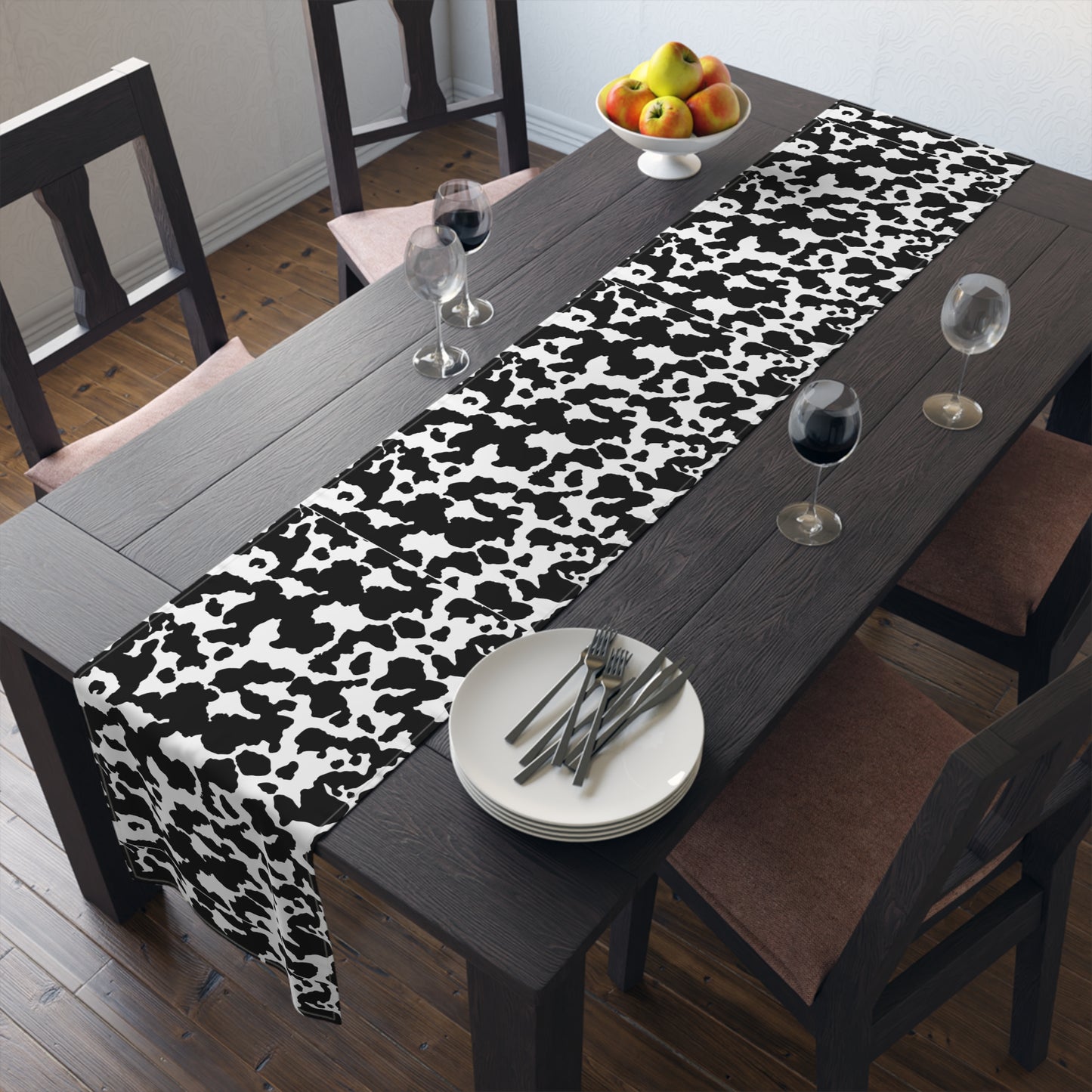 Cowhide Print Table Runner - Rustic Elegance, Cotton Twill or Polyester - Perfect for Western & Luxurious Home Decor