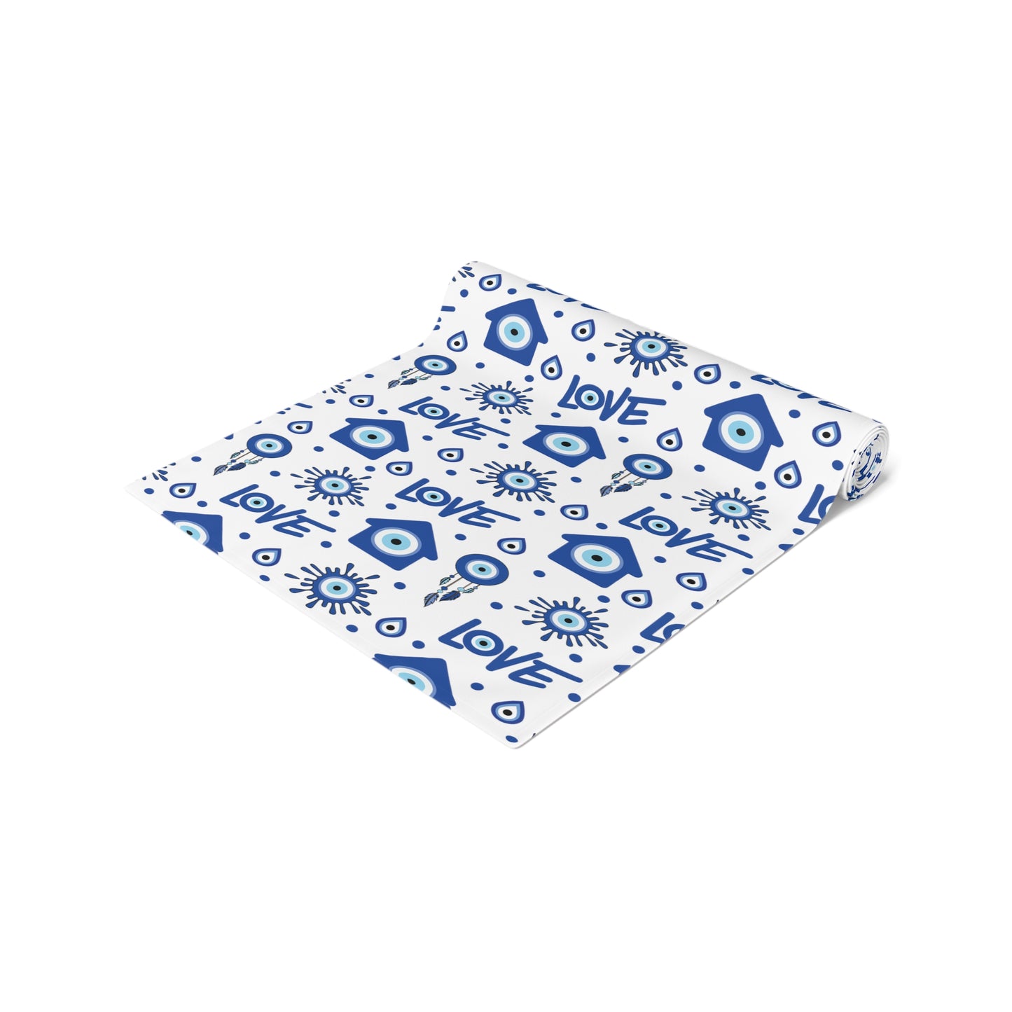 Evil Eye Print Table Runner - Mystical Protection in Cotton Twill or Polyester - Perfect for Spiritual Home Decor