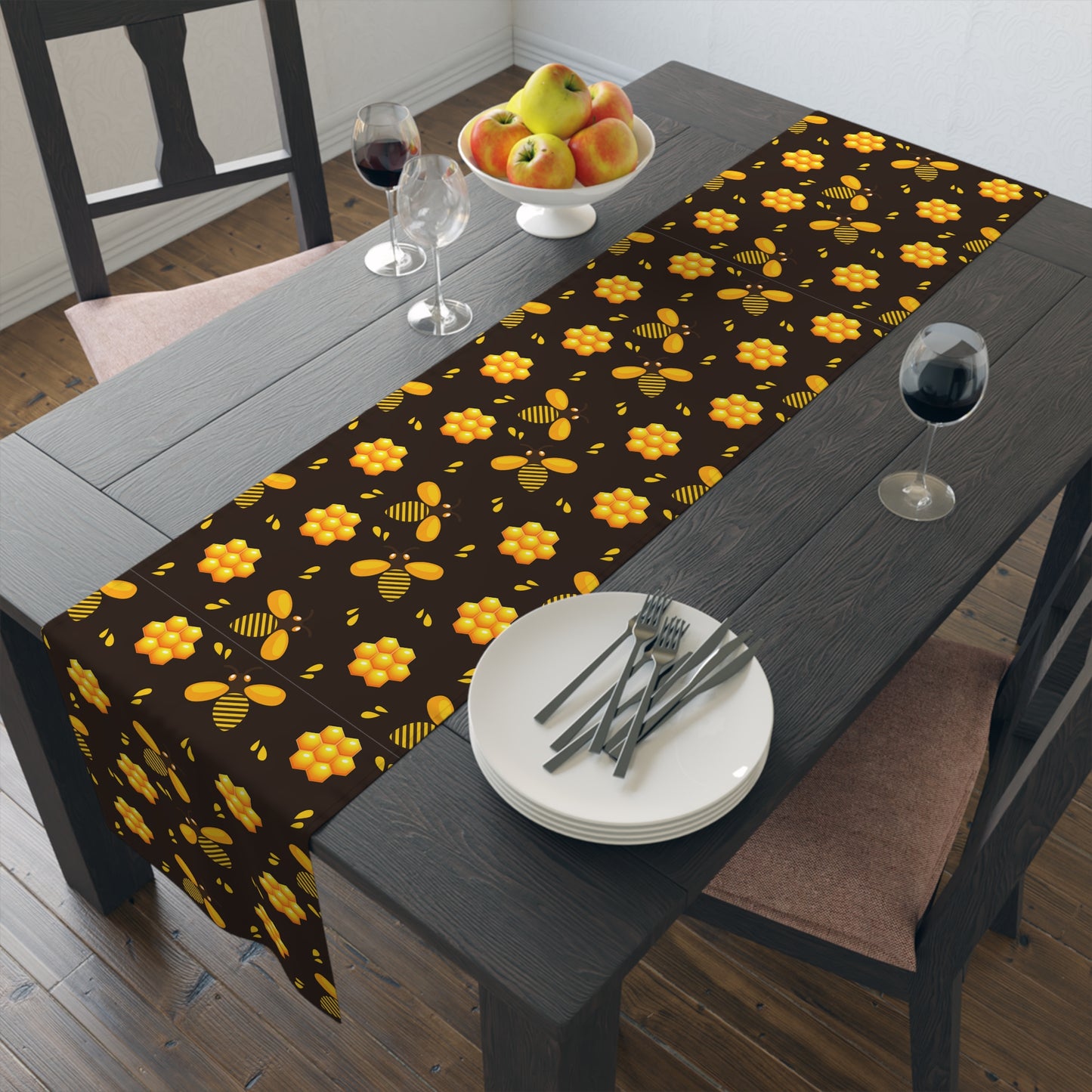 Honey Bee Print Table Runner - Buzzing with Charm - Perfect for Nature Lovers Homes