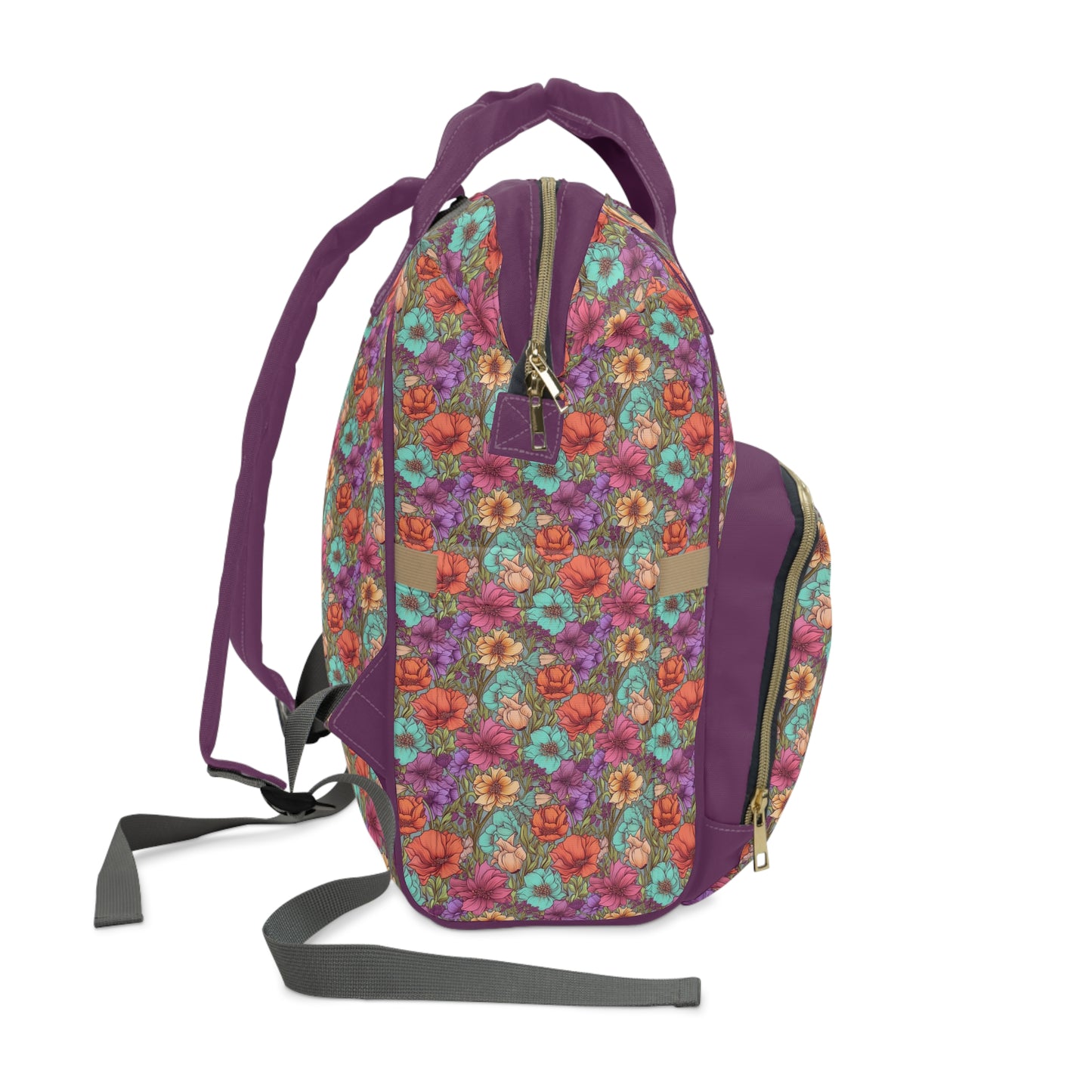 Boho Floral Diaper Backpack - Multifunctional & Spacious Floral Baby Bag for Trendy Parents