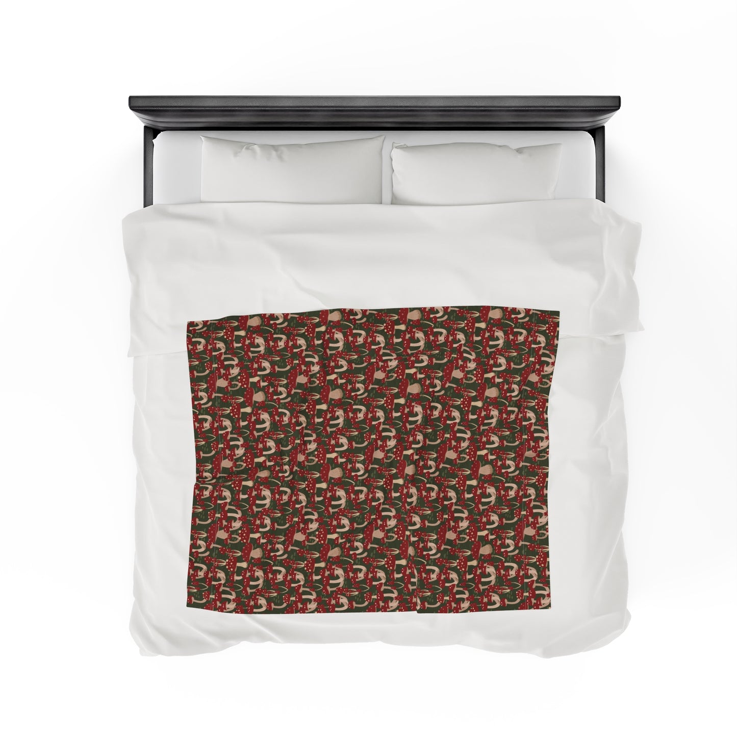 Mushroom Velveteen Plush Blanket | Soft, Whimsical, Luxurious and Comforting | Available in Multiple Sizes