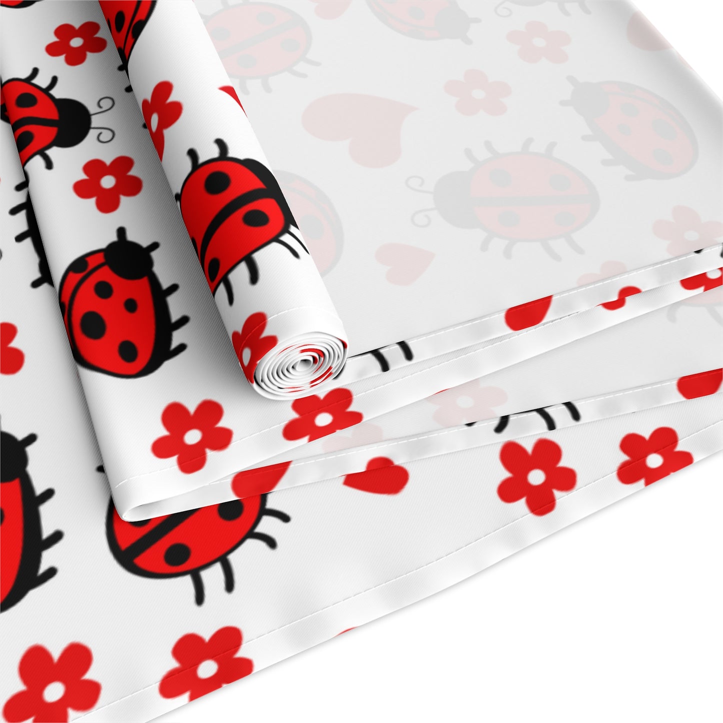 Ladybug Print Table Runner - Charming Good Luck, Cotton Twill or Polyester - Perfect for Nature-Inspired Home Decor