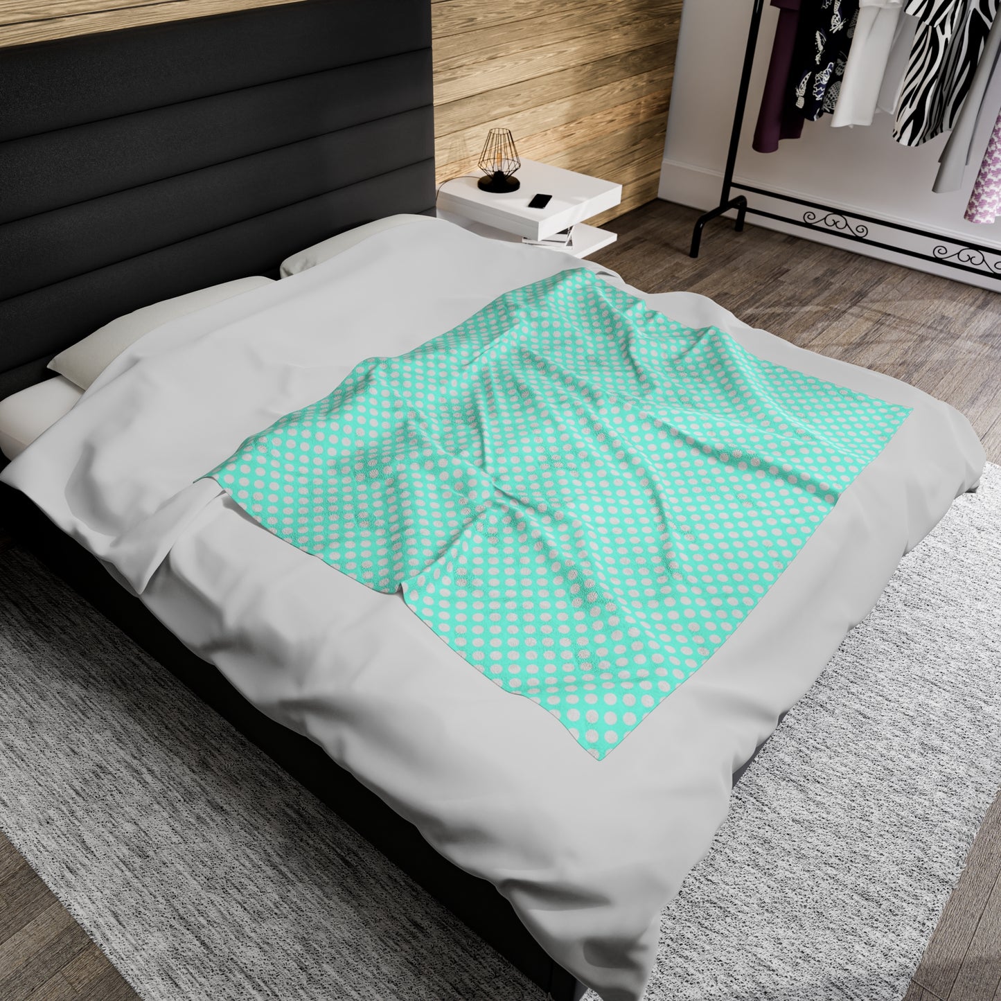 Pastel Polka Dot Velveteen Plush Blanket | Soft, Playful, Luxurious and Comforting | Available in Multiple Sizes
