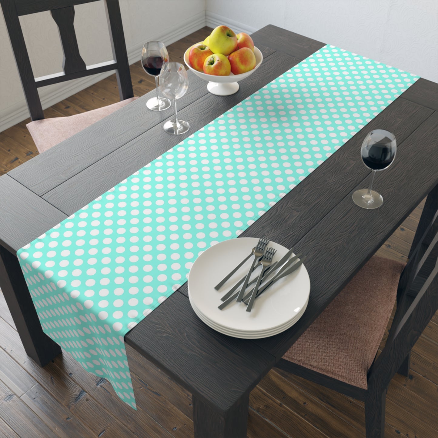 Pastel Polka Dot Table Runner - Soft Elegance, Cotton Twill or Polyester - Perfect for Playful & Light Home Decor