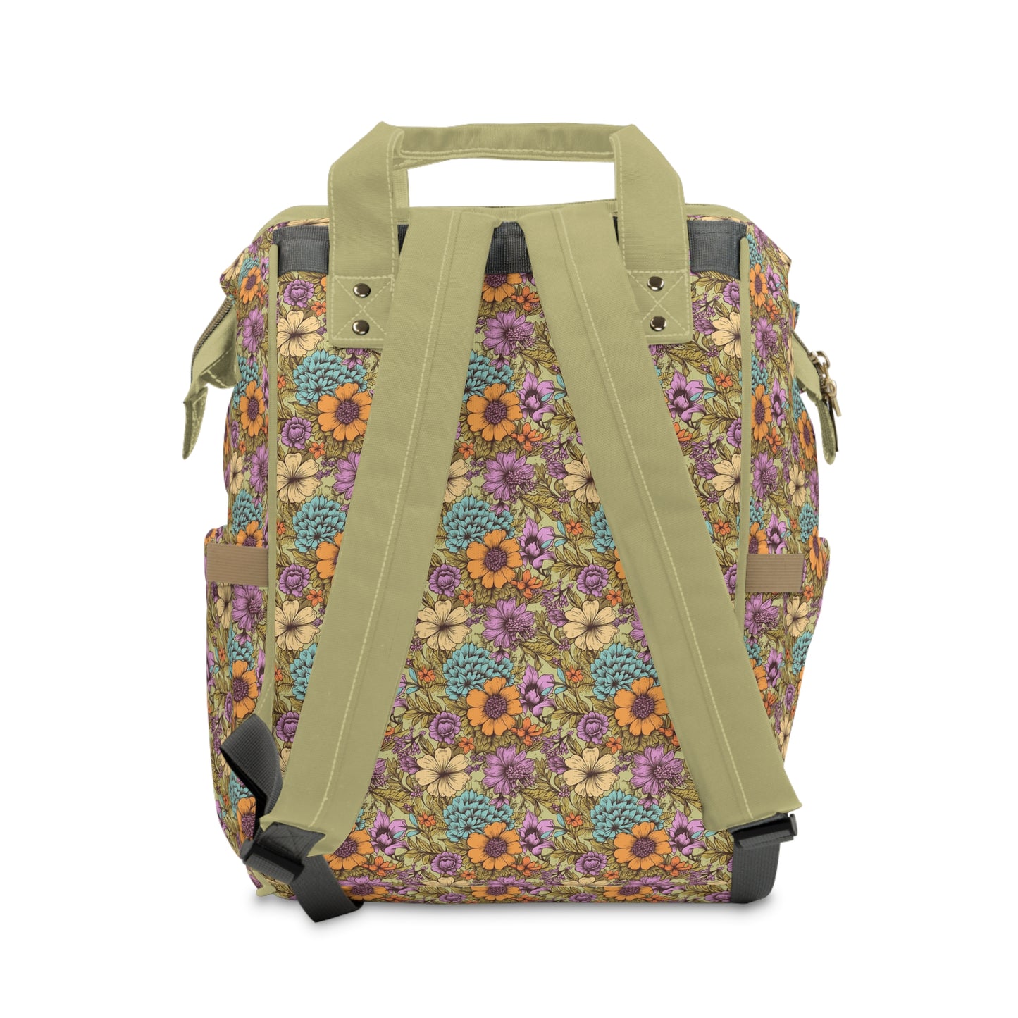 Boho Floral Diaper Backpack - Multifunctional & Spacious Floral Baby Bag for Trendy Parents
