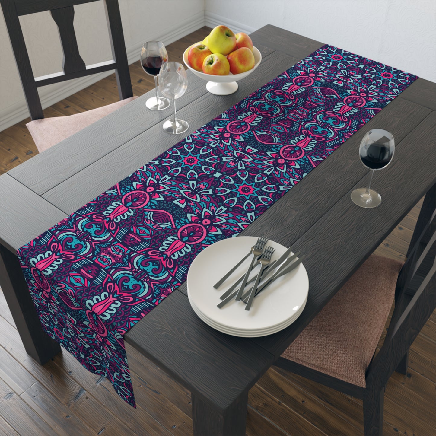 Mandala Print Table Runner - Intricate Patterns, Cotton Twill or Polyester - Ideal for Decorative Home Accents