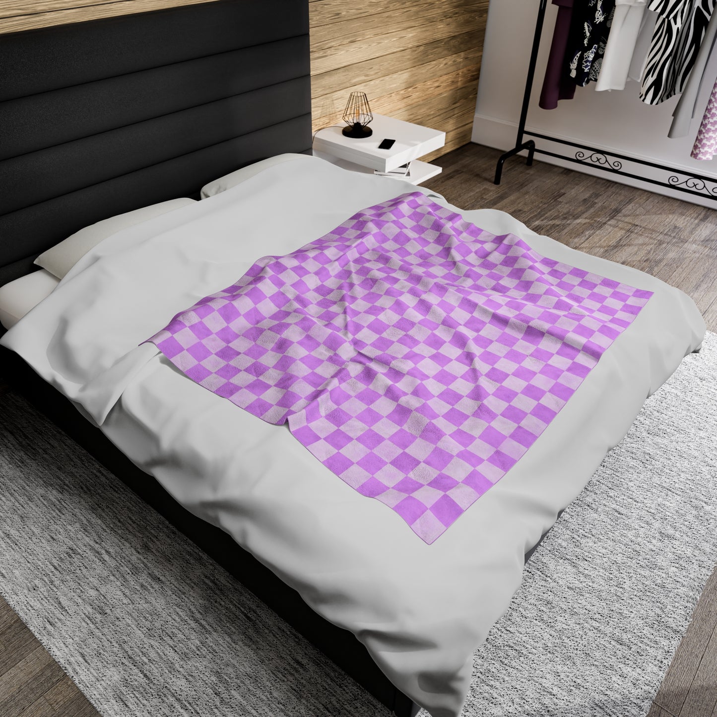 Pastel Checkers Velveteen Plush Blanket | Soft, Trendy, Luxurious and Comforting | Available in Multiple Sizes
