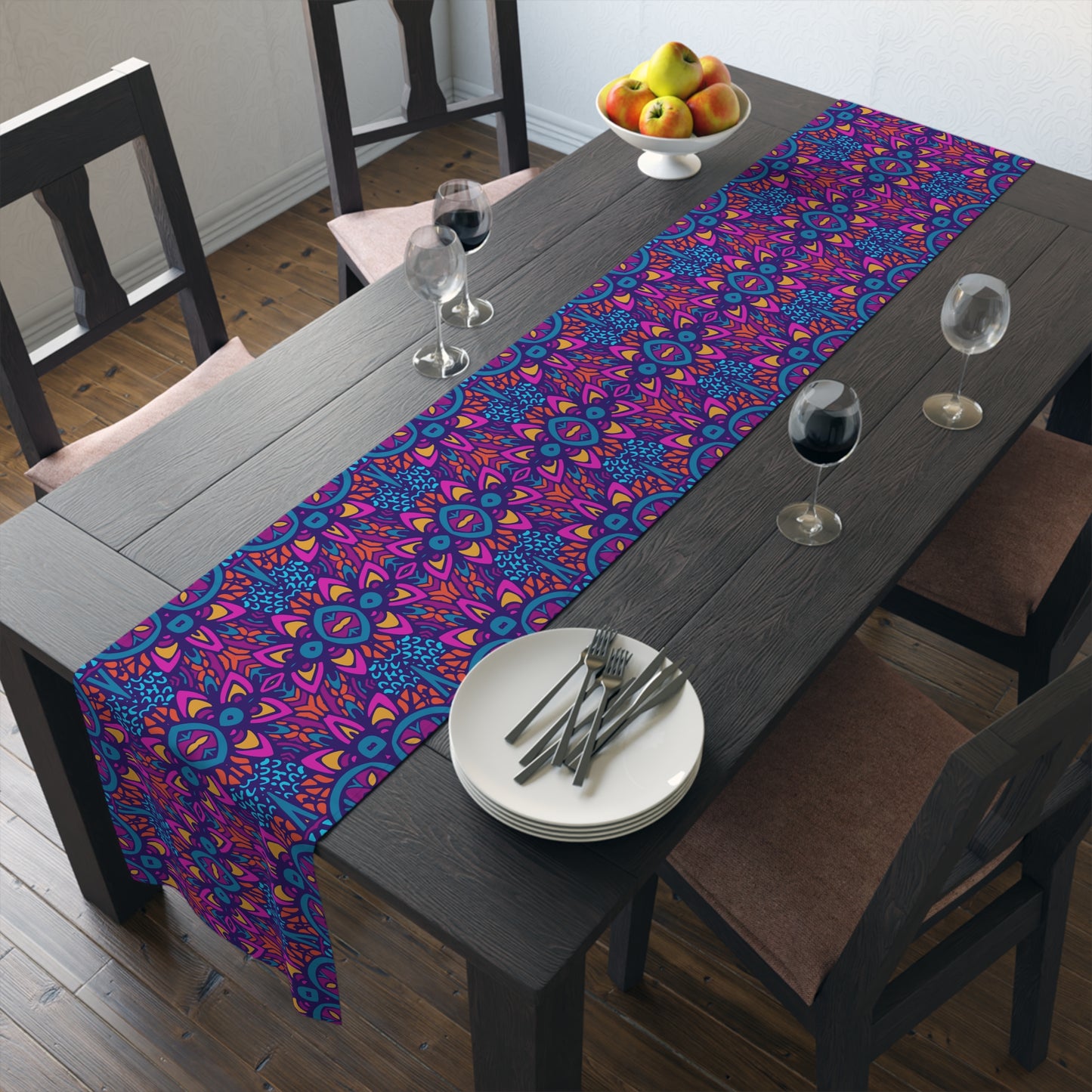 Mandala Print Table Runner - Intricate Patterns, Cotton Twill or Polyester - Ideal for Decorative Home Accents