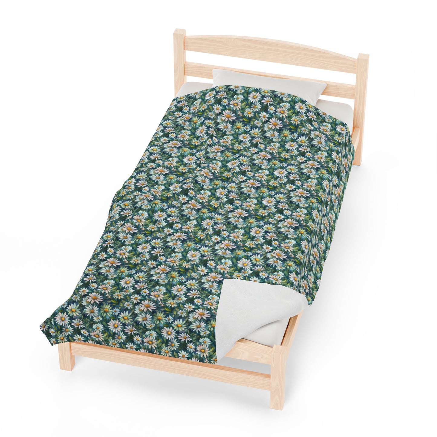 Daisy Print Velveteen Plush Blanket | Soft, Cheerful, Luxurious and Comforting | Available in Multiple Sizes