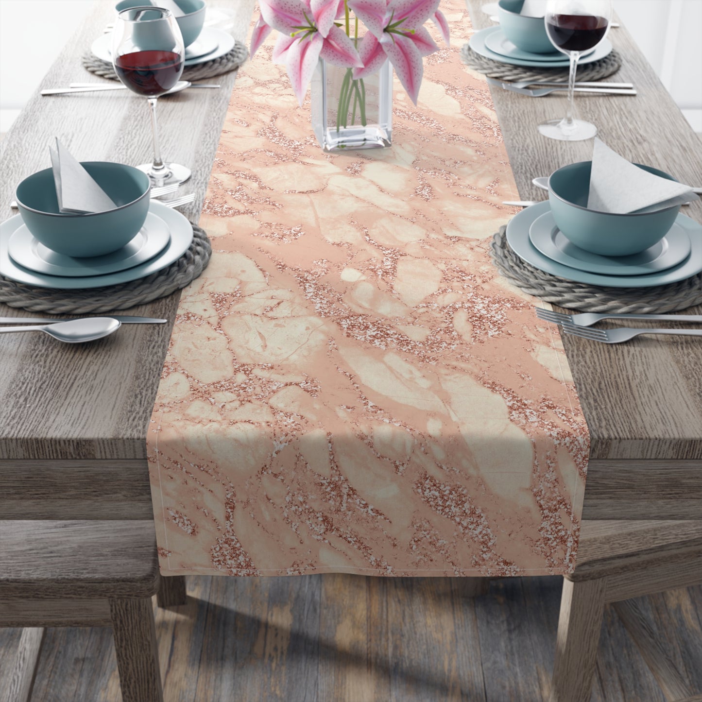 Marble Print Table Runner - Luxurious Elegance, Cotton Twill or Polyester - Perfect for Modern Home Decor