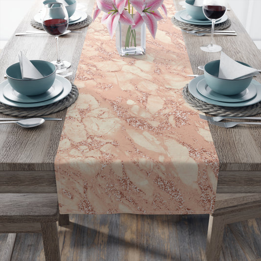 Marble Print Table Runner - Luxurious Elegance, Cotton Twill or Polyester - Perfect for Modern Home Decor