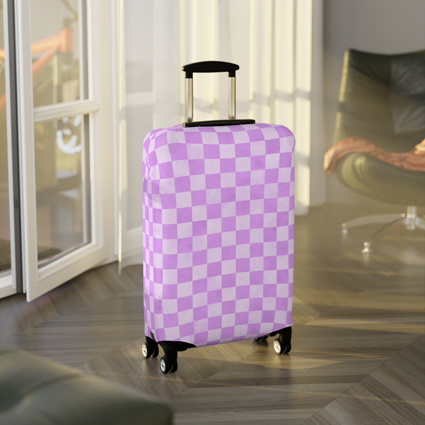 Pastel Checkers Luggage Cover - Checkers Suitcase Cover