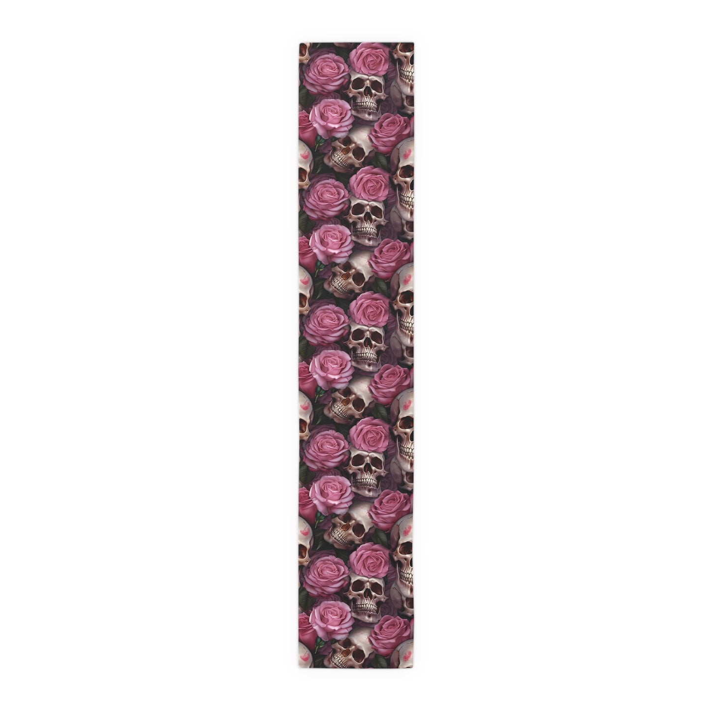 Skull Print Table Runner - Bold Cotton Twill or Sleek Polyester - Ideal for Gothic & Edgy Home Decor