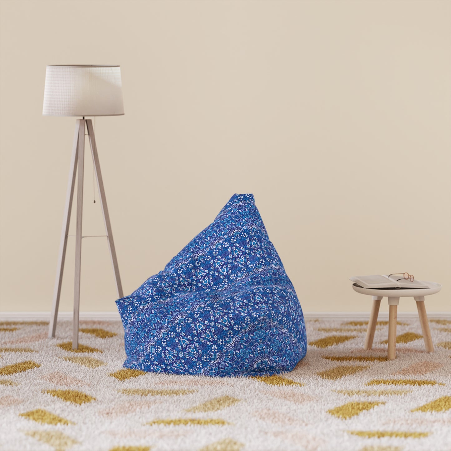 Mandala Bean Bag Chair Cover - Premium Polyester, Secure Zipper, 2 Sizes, Bohemian Design