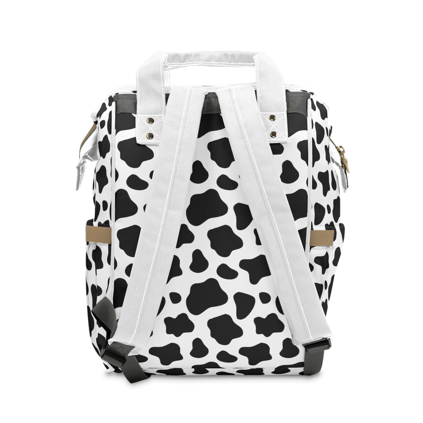 Trendy Cow Print Diaper Backpack - Durable Baby Bag with Unique Cow Pattern, Spacious Nappy Bag for Fashion-Forward Parents