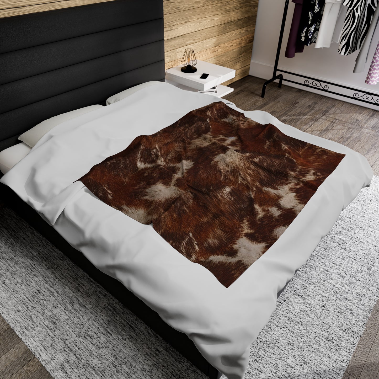 Cowhide Velveteen Plush Blanket | Soft, Rustic, Luxurious and Comforting | Available in Multiple Sizes