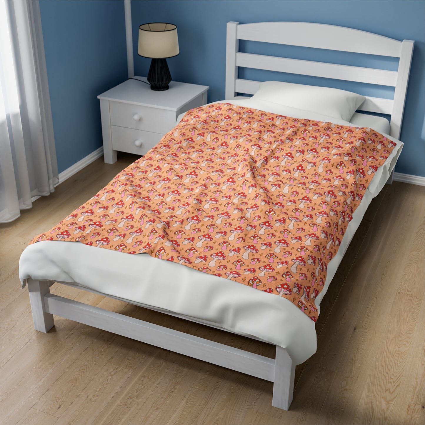 Mushroom Velveteen Plush Blanket | Soft, Whimsical, Luxurious and Comforting | Available in Multiple Sizes