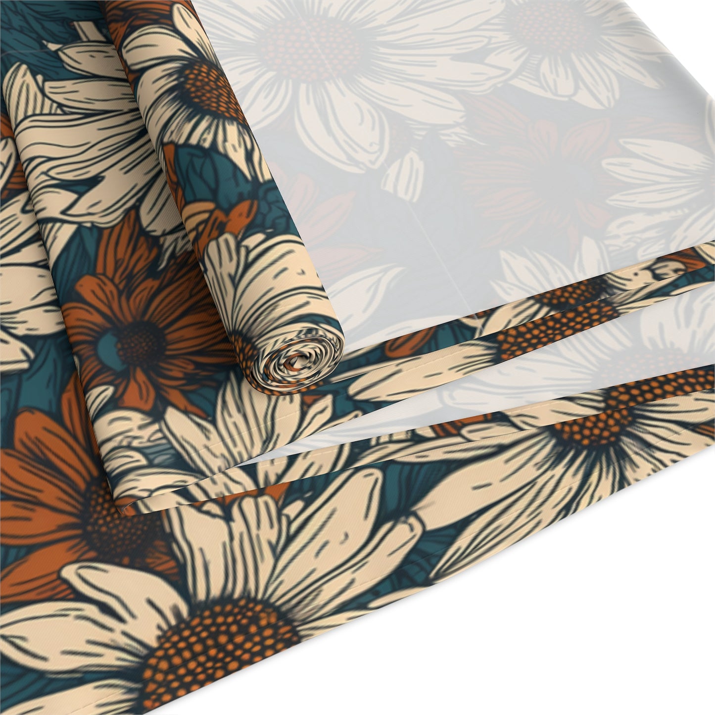 Daisy Print Table Runner - Fresh and Simple, Cotton Twill or Polyester - Perfect for Light & Airy Home Decor