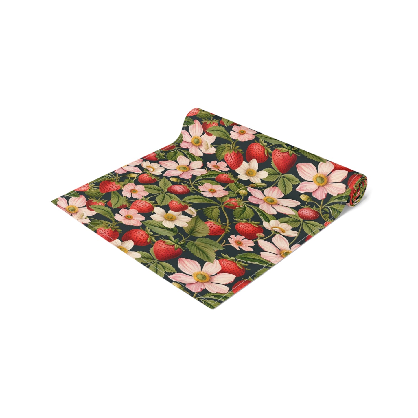 Strawberry Print Table Runner - Sweet Charm, Cotton Twill or Polyester - Perfect for Summer & Whimsical Home Decor
