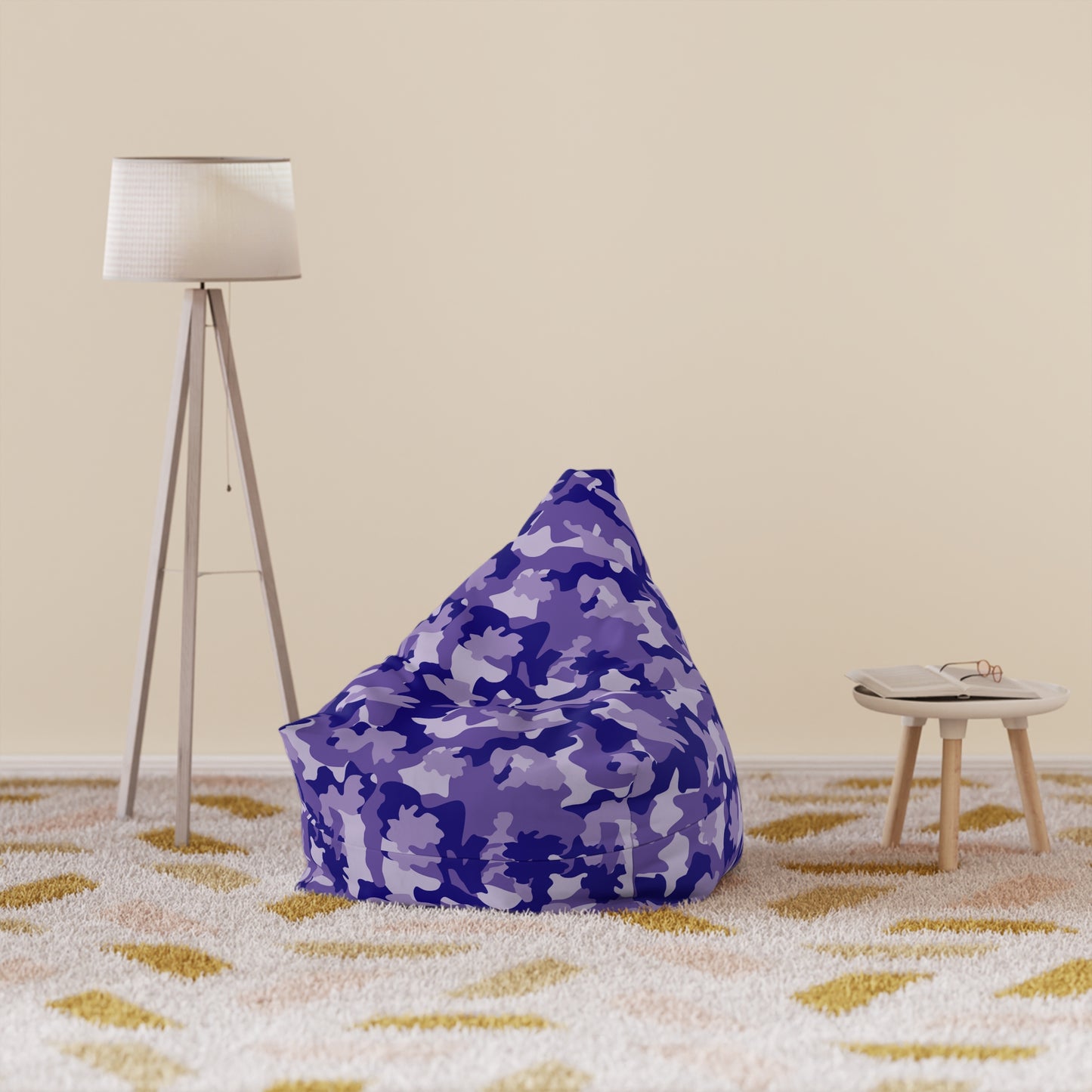 Camouflage Bean Bag Chair Cover - Durable Polyester, Locking Zipper, 2 Sizes Camo Bean Bag Cover