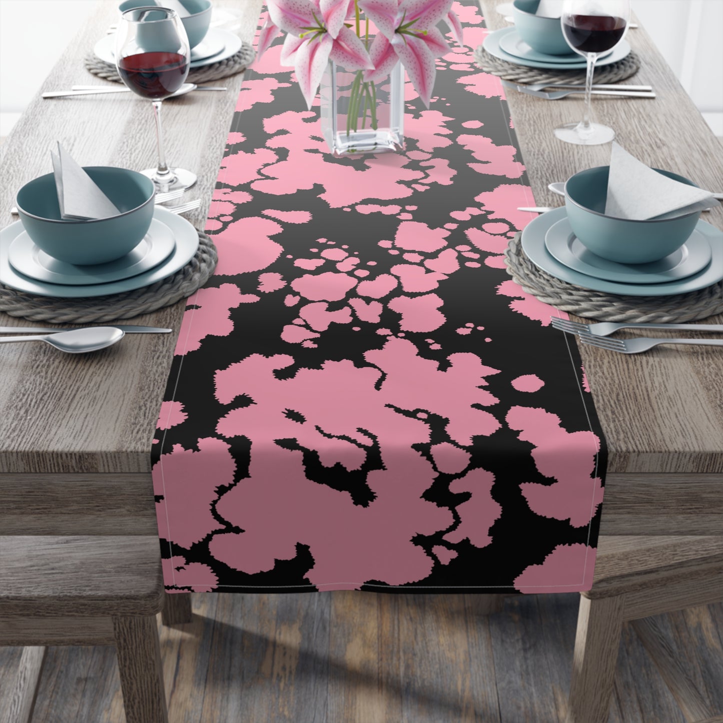Cowhide Print Table Runner - Rustic Elegance, Cotton Twill or Polyester - Perfect for Western & Luxurious Home Decor