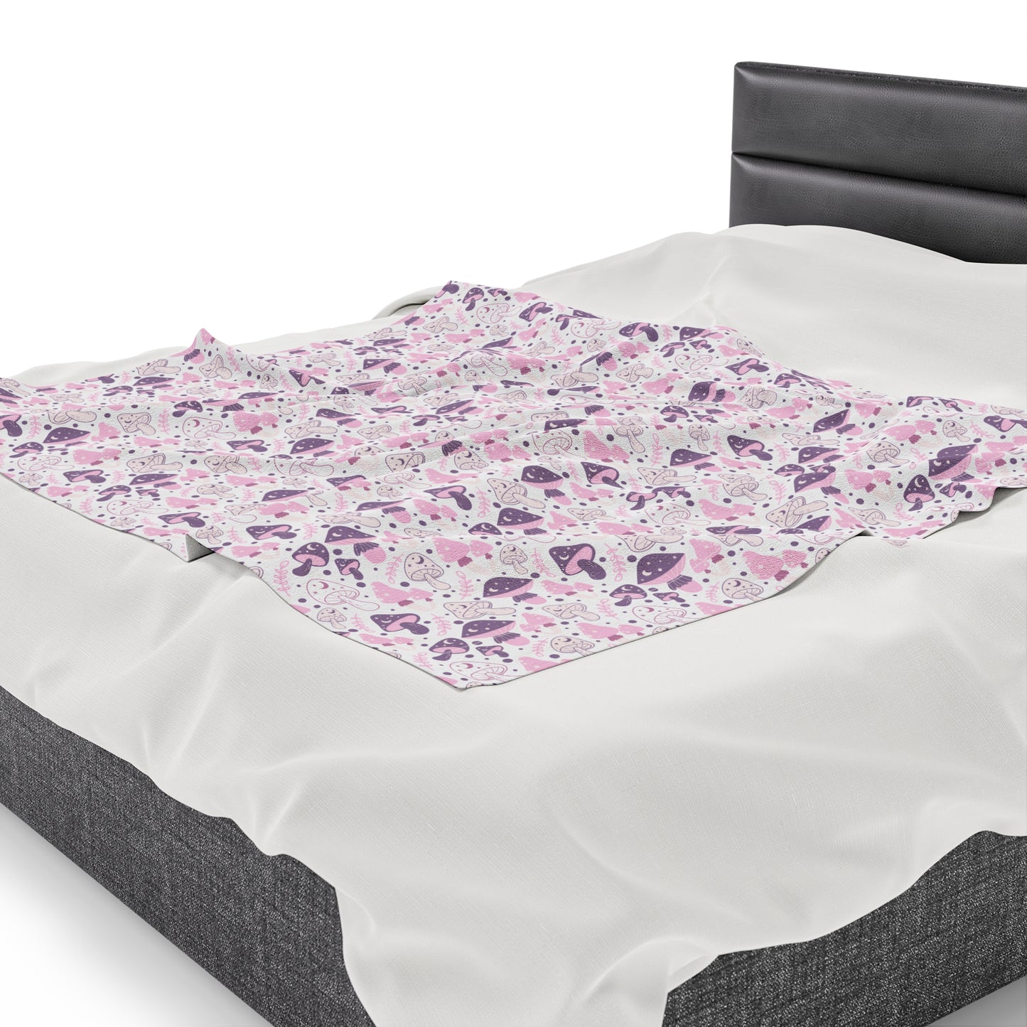 Mushroom Velveteen Plush Blanket | Soft, Whimsical, Luxurious and Comforting | Available in Multiple Sizes
