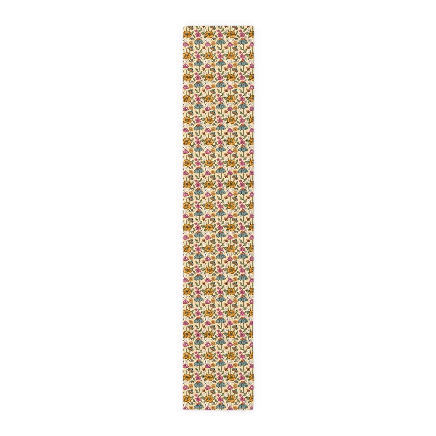 Retro Floral Print Table Runner - Vintage Vibes, Cotton Twill or Polyester - Perfect for Nostalgic & Chic Home Decor