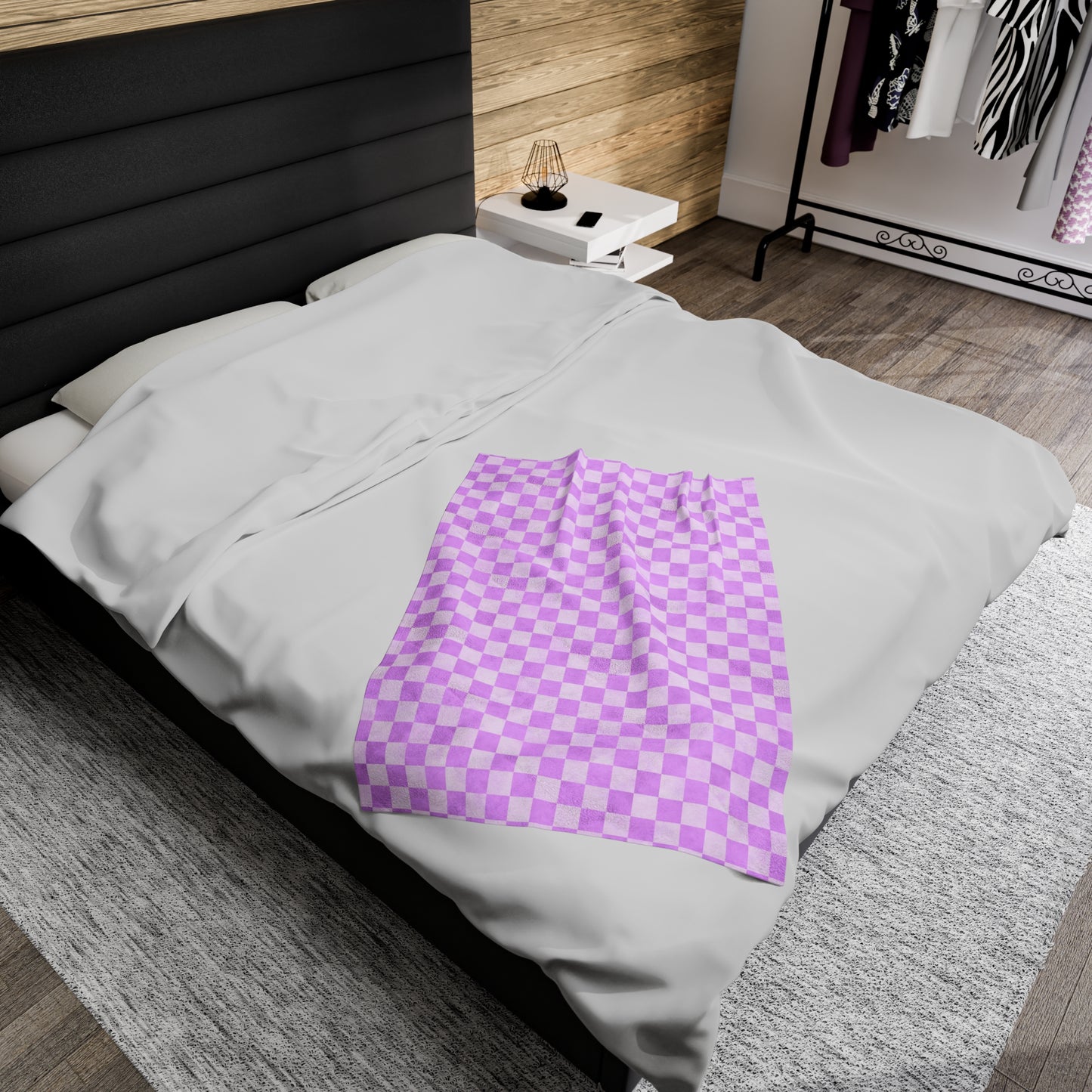 Pastel Checkers Velveteen Plush Blanket | Soft, Trendy, Luxurious and Comforting | Available in Multiple Sizes
