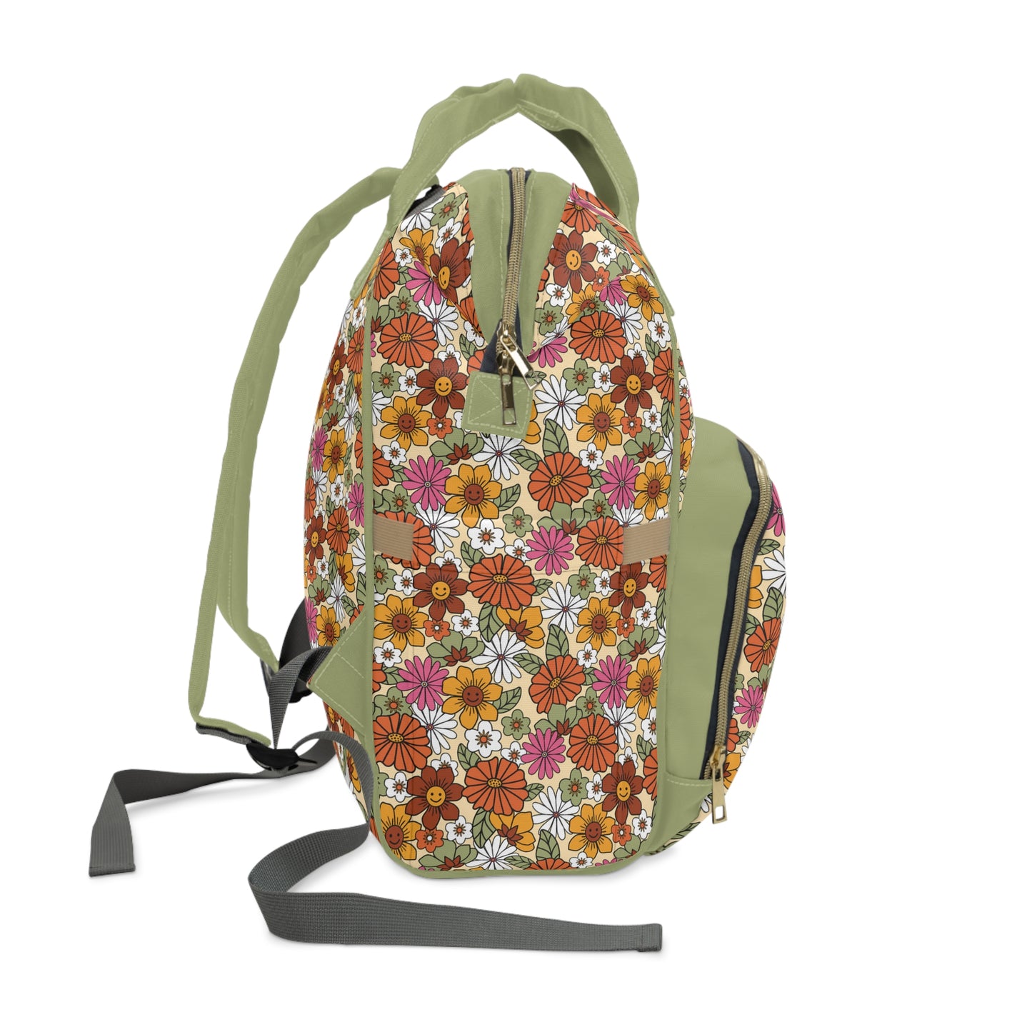 Retro Floral Diaper Backpack - Vintage Floral Baby Bag, Spacious & Durable, Perfect for Stylish Parents