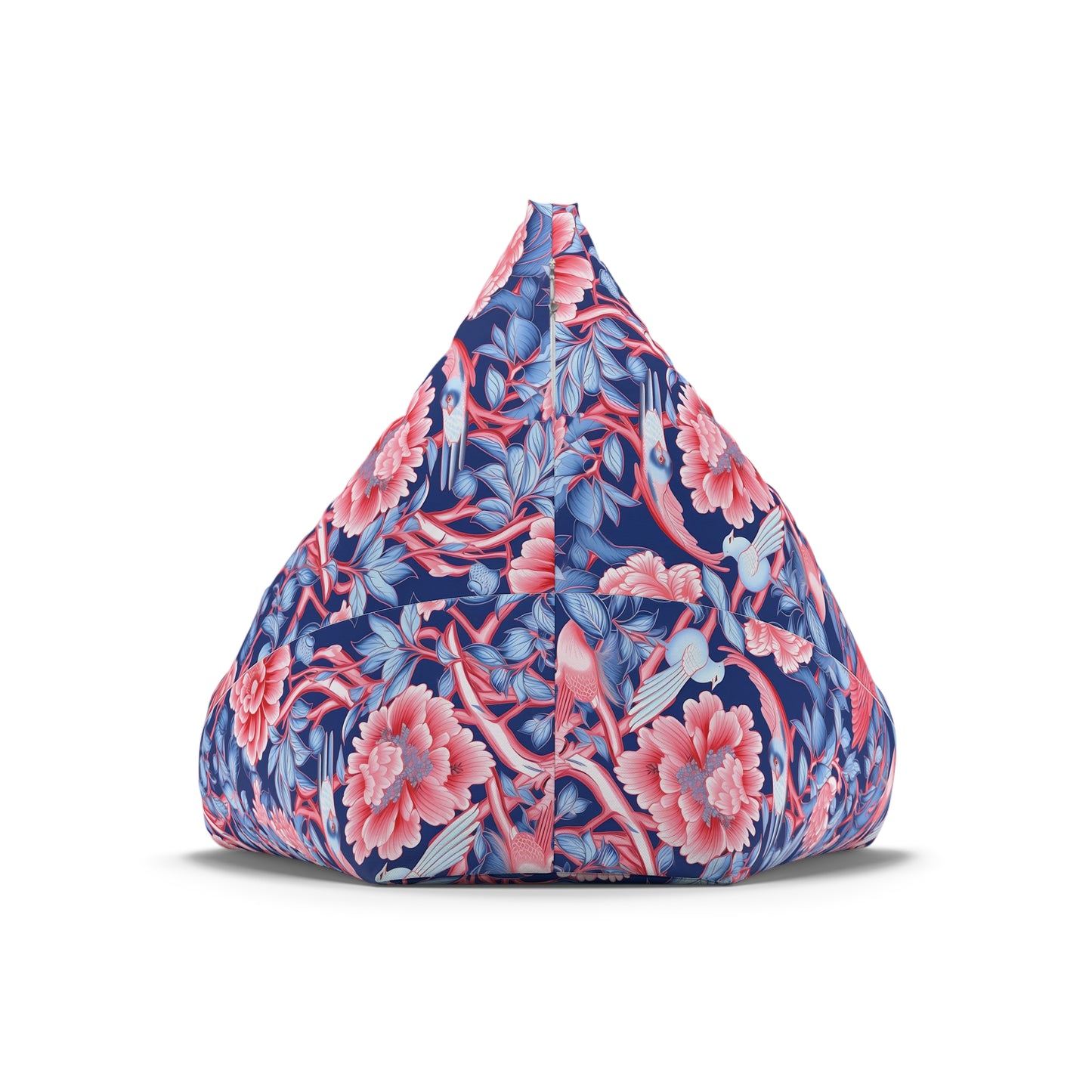 Chinoiserie Bean Bag Chair Cover - Elegant Oriental-Inspired Polyester Slipcover with Secure Zip - Fits Various Sizes