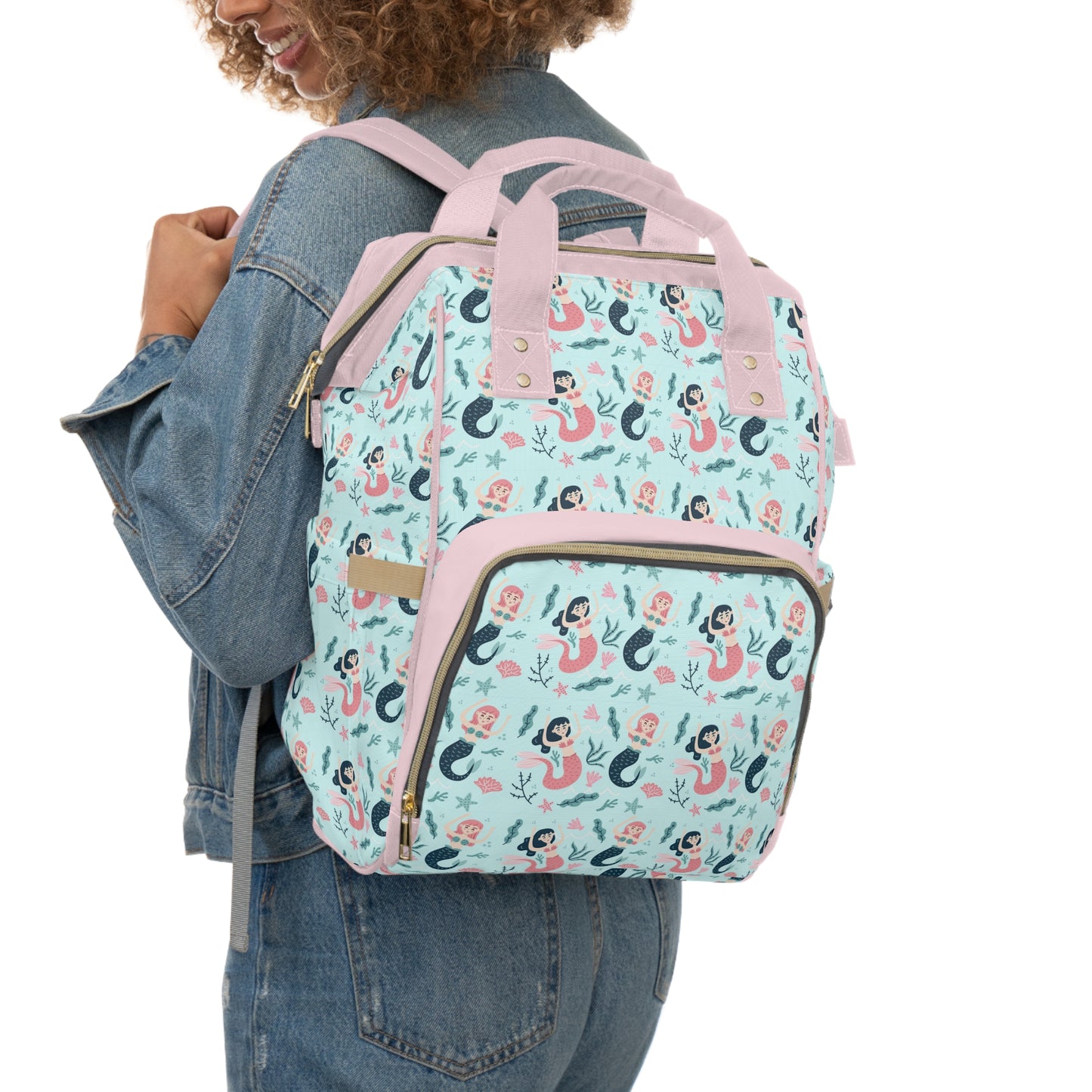 Mermaid Diaper Backpack - Magical & Multifunctional Nappy Bag with Ocean-Inspired Mermaid Patterns