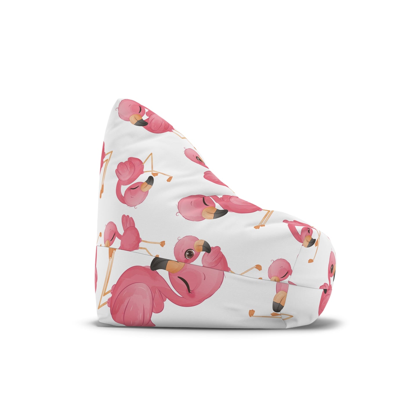 Flamingo Bean Bag Chair Cover - Tropical Elegance Polyester Slipcover with Secure Zip