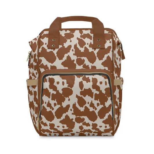 Cowhide Diaper Backpack - Chic & Durable Baby Bag with Genuine Cowhide Patterns, Perfect for Stylish Parents
