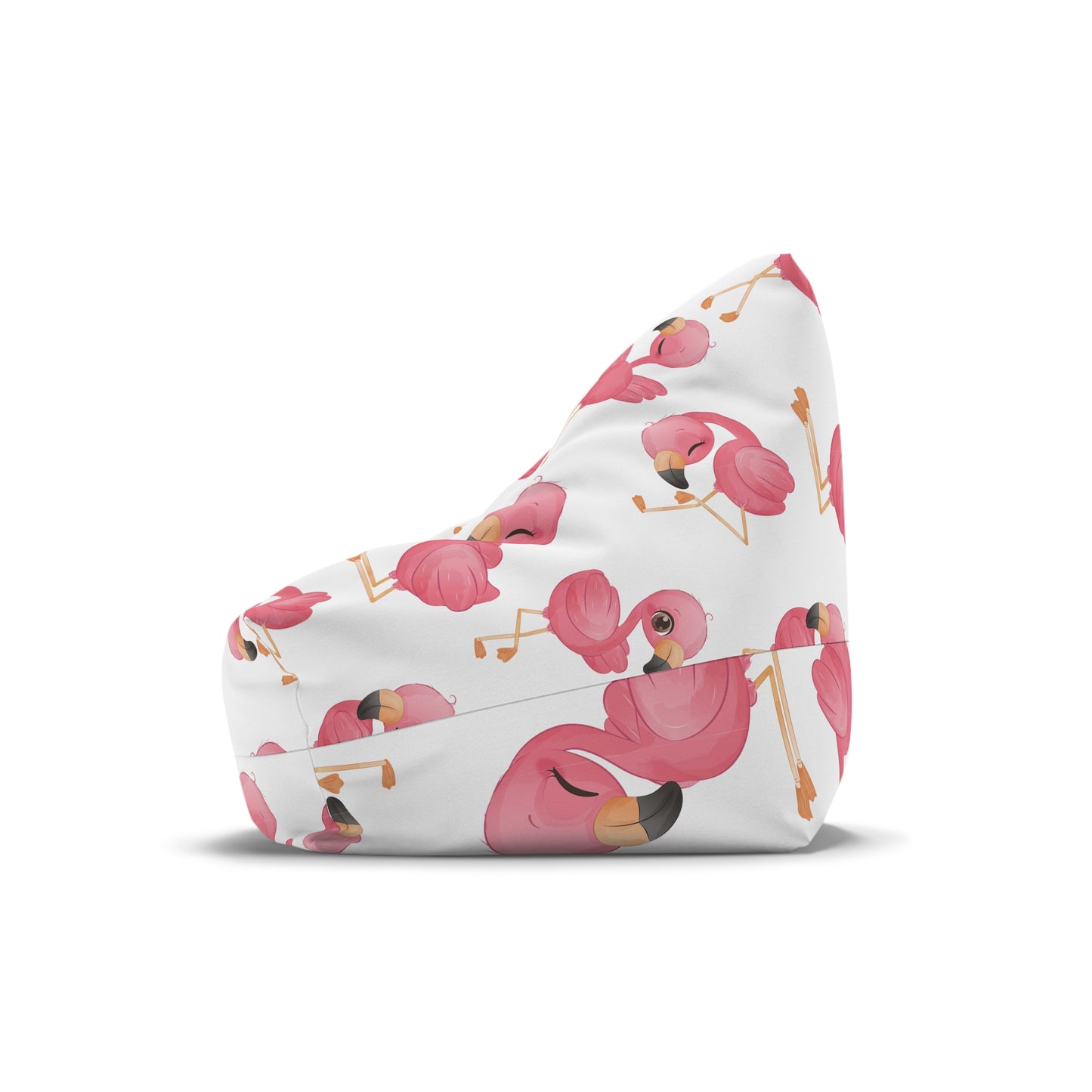 Flamingo Bean Bag Chair Cover - Tropical Elegance Polyester Slipcover with Secure Zip