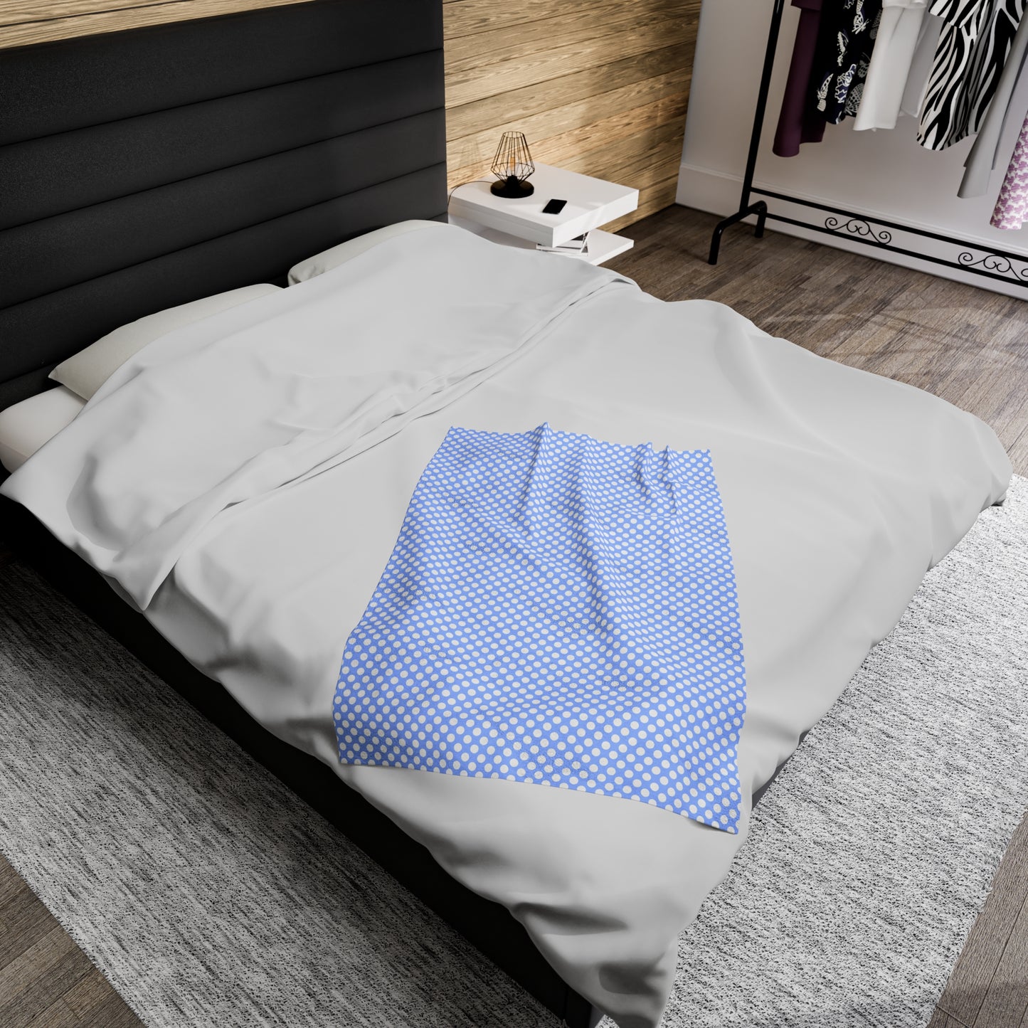Pastel Polka Dot Velveteen Plush Blanket | Soft, Playful, Luxurious and Comforting | Available in Multiple Sizes