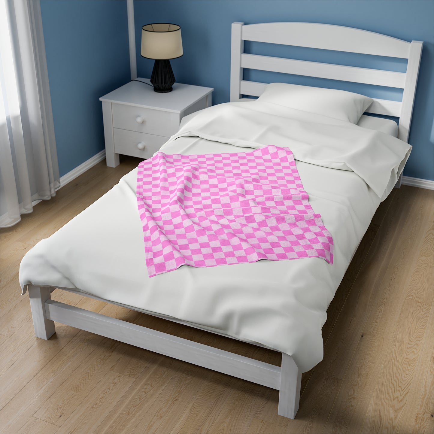Pastel Checkers Velveteen Plush Blanket | Soft, Trendy, Luxurious and Comforting | Available in Multiple Sizes