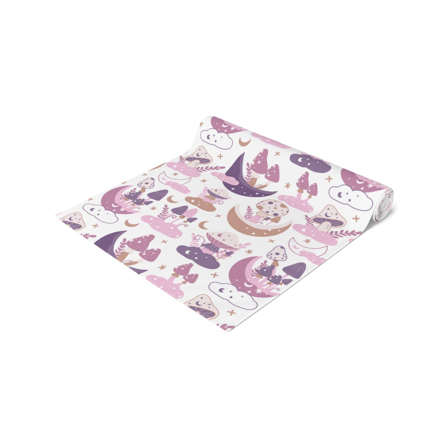 Mushroom Print Table Runner - Nature Vibes in Cotton Twill or Polyester - Perfect for Nature-Inspired Home Decor