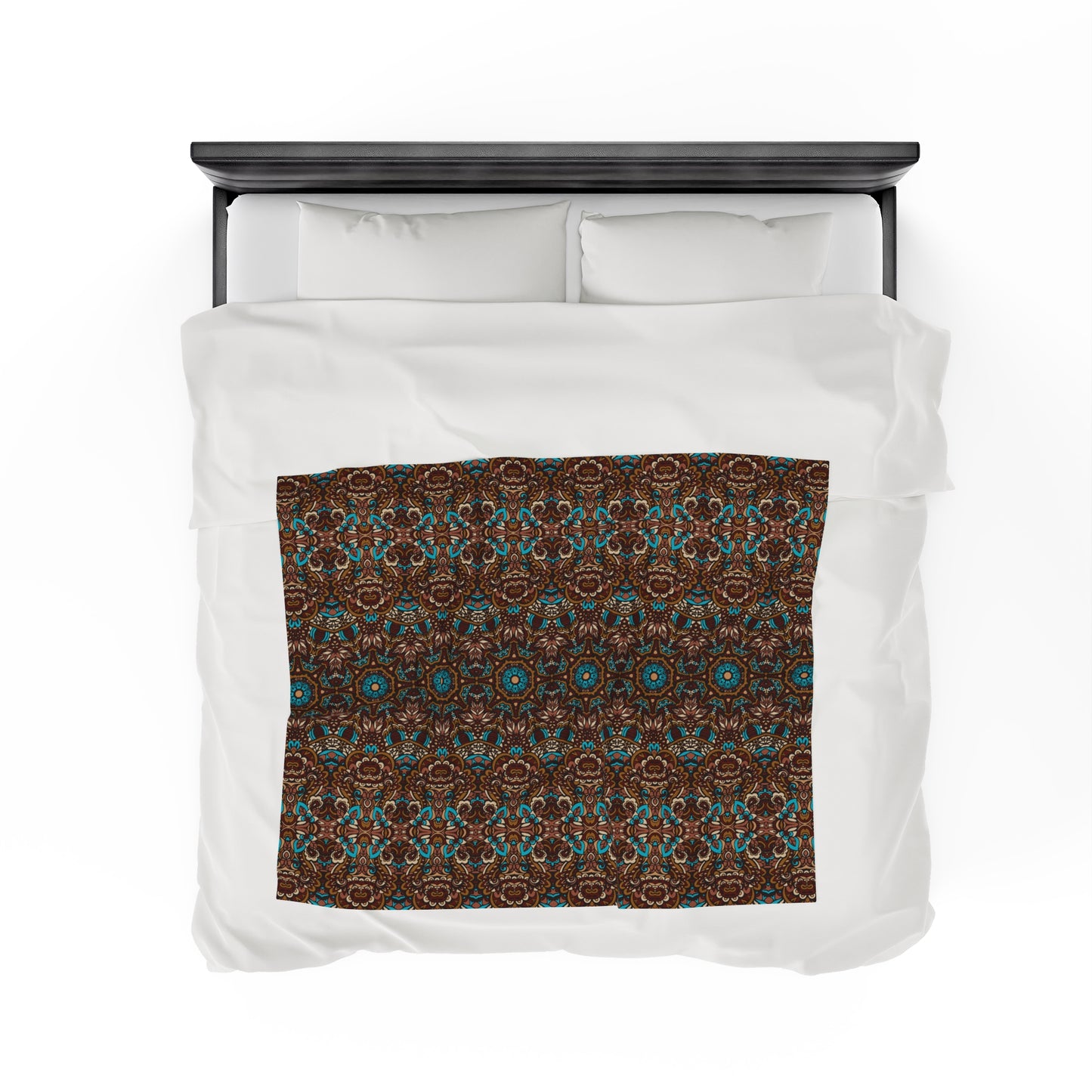 Mandala Velveteen Plush Blanket | Soft, Spiritual, Luxurious and Comforting | Available in Multiple Sizes