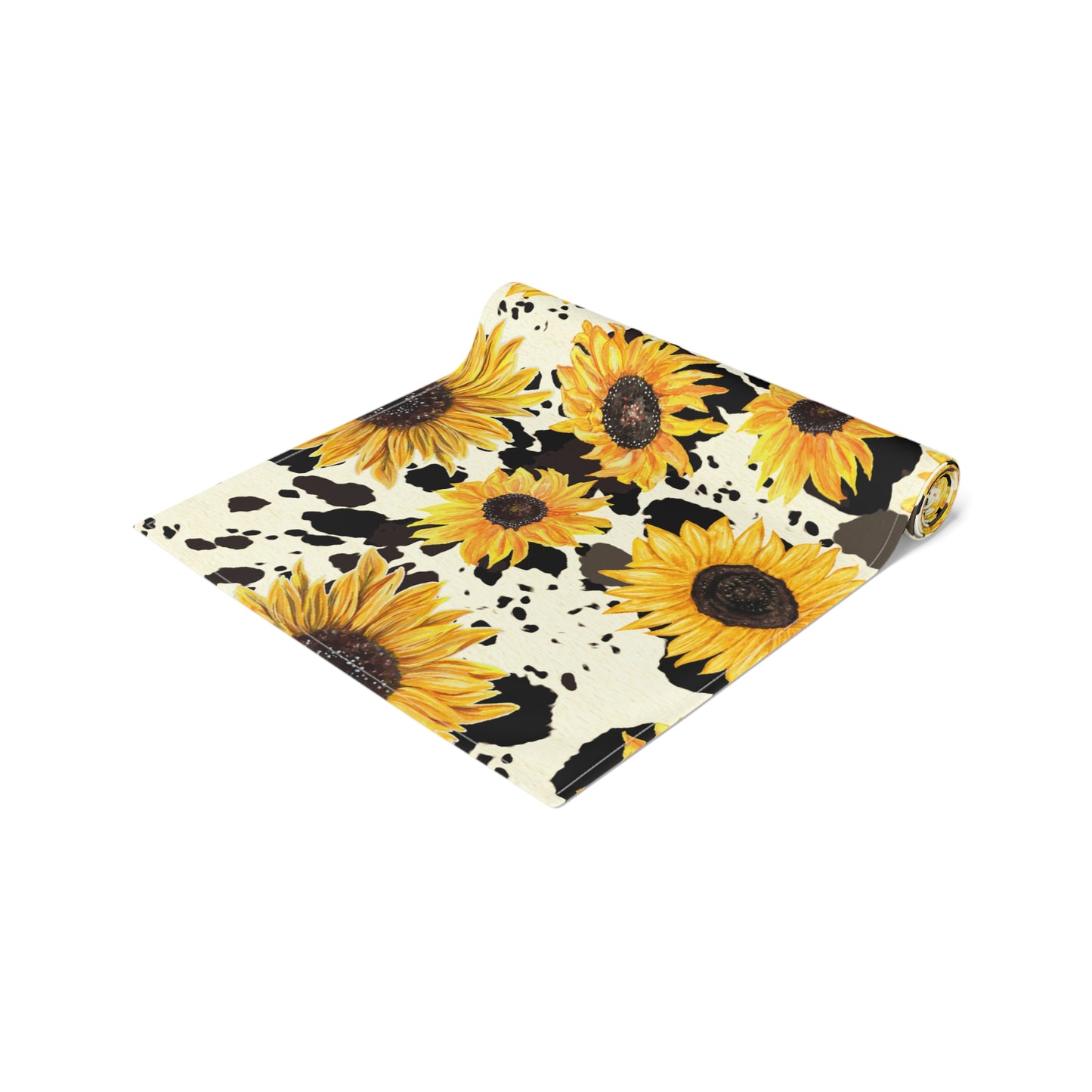 Cow Print Table Runner - Chic Farmhouse Style, Available in Cotton Twill or Polyester - Elevate Your Home Decor