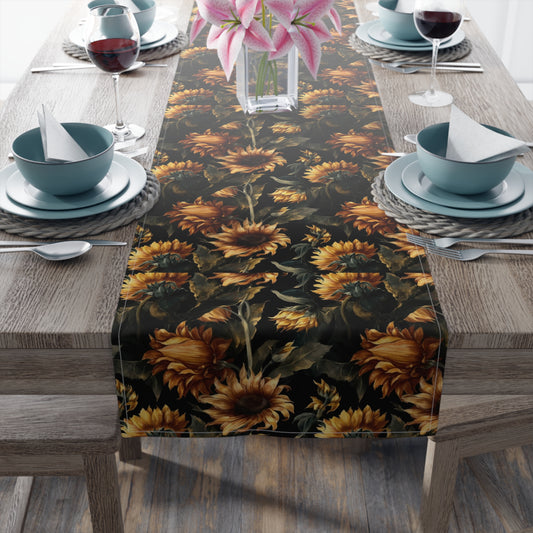 Sunflower Print Table Runner - Bright and Cheerful, Cotton Twill or Polyester - Perfect for Sunny Home Decor